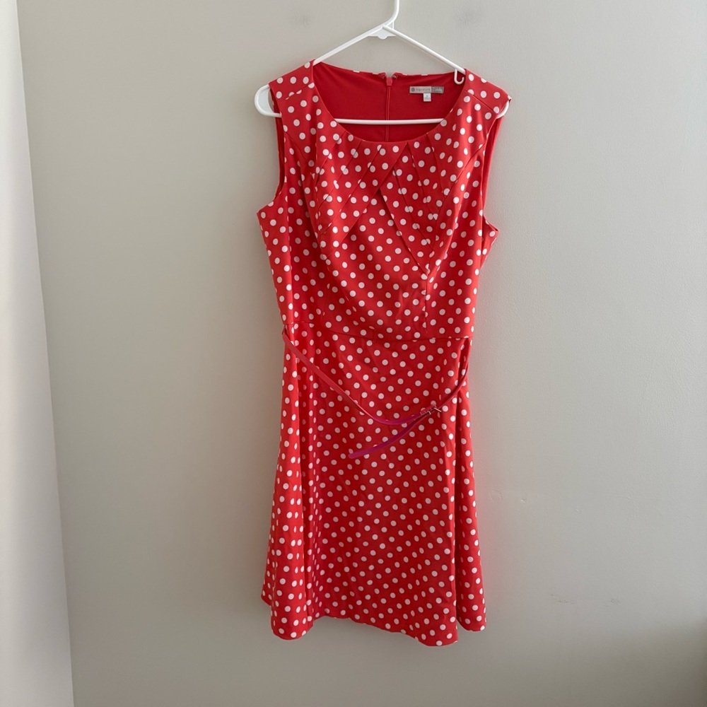 Signature Darby Womems Coral Pink Dress with belt classy size 14 Derby Classic